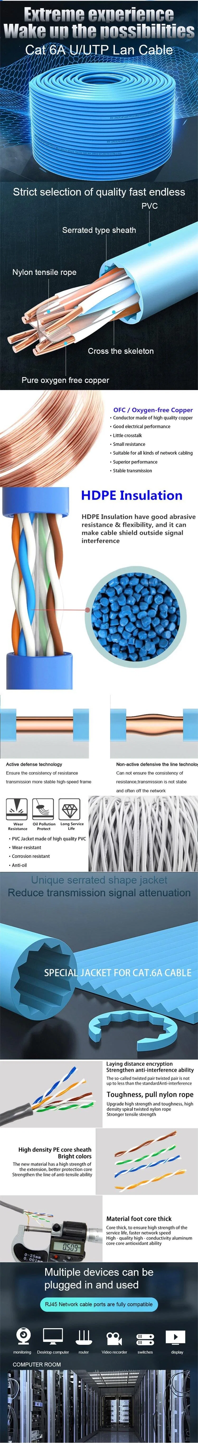 Gcabling UTP LAN Cat5e CAT6 CAT6A Computer Communication Cable Twisted 4pair Copper Solid Wire Indoor Data CAT6 Ethernet Network Cable