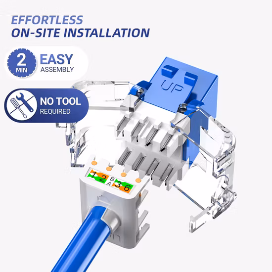 Conector fêmea do módulo CAT6A dos ethernet do OEM 180 graus Toolless UTP Keystone Jack Modular Jack